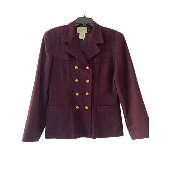 Vintage Jacqueline Ferrar Plum Wool Blazer Sz10 - Picture 1 of 9